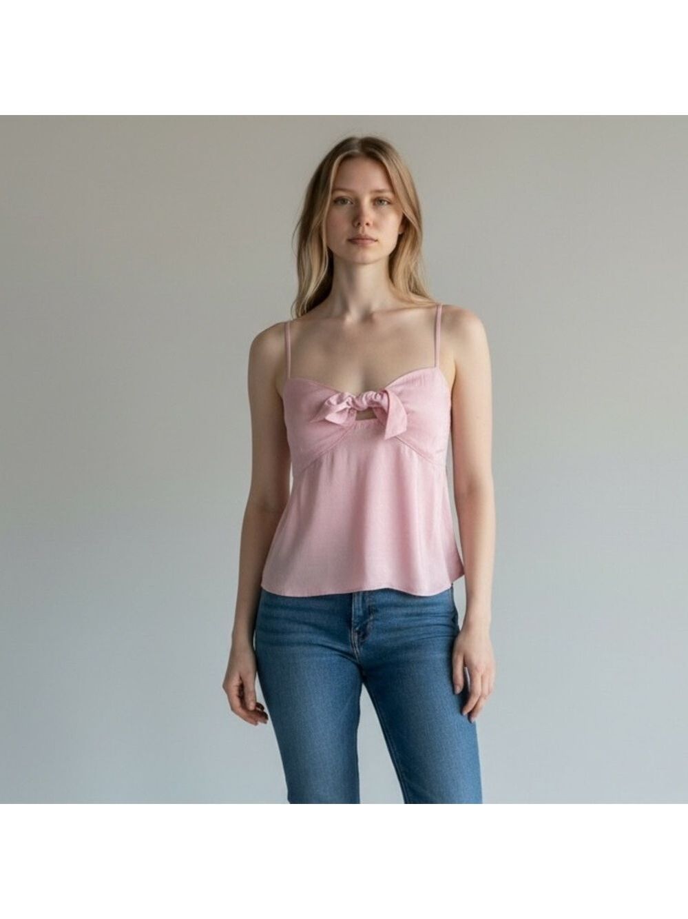 BP pink opal crop top halter smocked back adjustable strap pastel size S